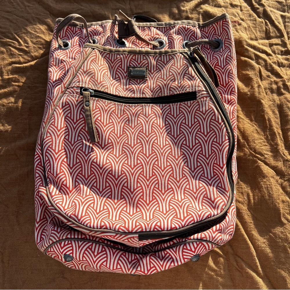Ame & Lulu Orange/Cream/Brown Tennis Backpack